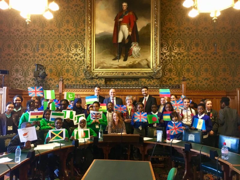 Children from Surrey Square and Foxfield Primary Schools lobbying MPs