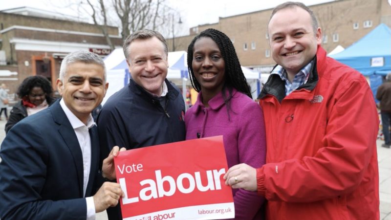 Team Labour: Sadiq Khan, Mayor of London; Peter John, Leader of Southwark Council; Florence Eshalomi, London Assembly Member for Lambeth and Southwark; and Neil
