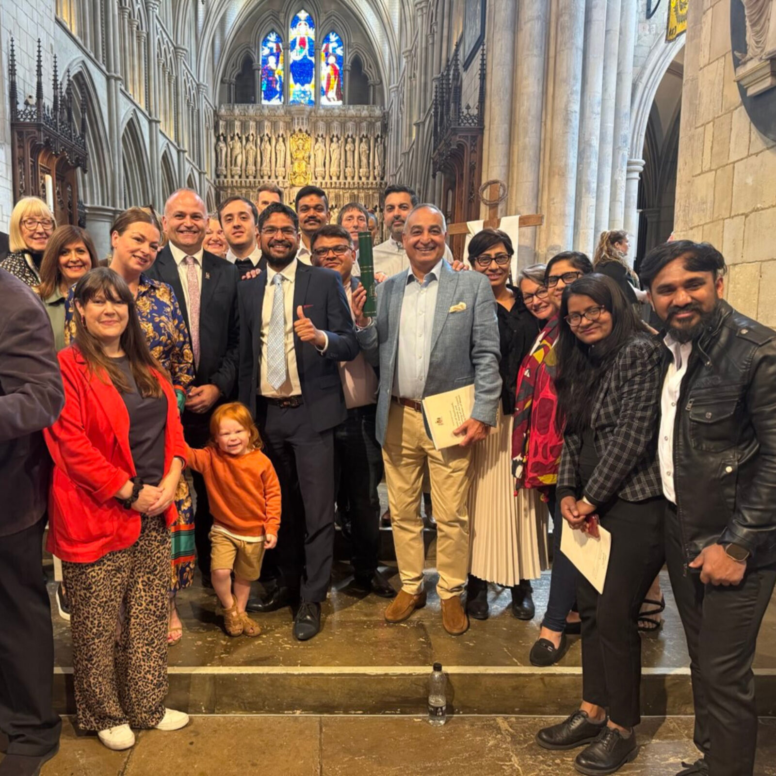 Vimal Pandya after winning an award at Southwark Cathedral